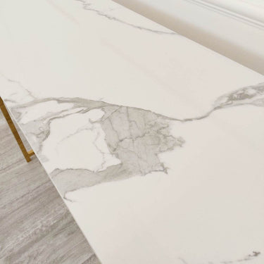 Geo Gold Console Table With Elegant Polar White Sintered Stone Top - 120cm Wide - UK Luxury Furniture
